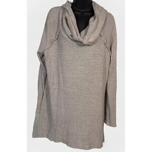 Charmed Hearts Waffle Cowl Neck‎ Size 1x Cream Neutral Lounge Cozy